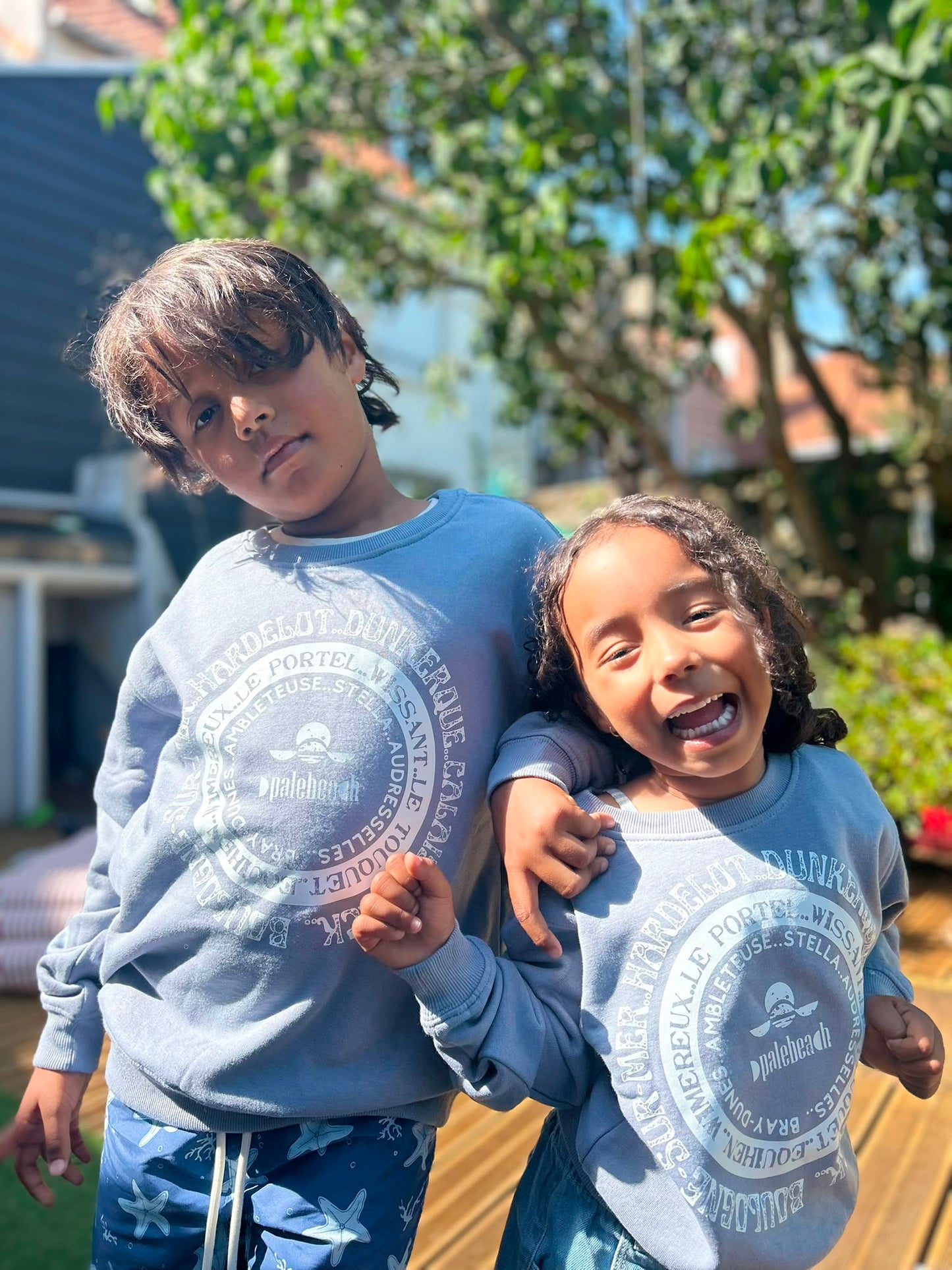 Pull col rond plage enfants